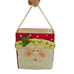 NEW Ceramic Santa Claus Gift Bag Christmas Holiday Decoration Gift Box 3.5x4"